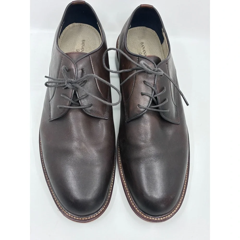 Banana Republic Mens Italian Leather Ortholite Derby Shoes Dark Brown 12M Preppy